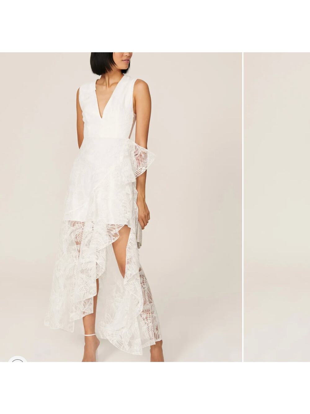 One33 Social White Embroidered Lace Dress Size 4 Wedding Bridal Designer $440
